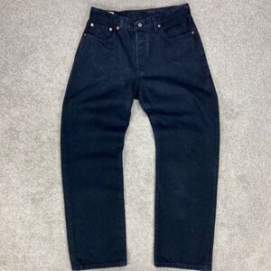 Levi's Premium 501 90s High Rise Jeans Women 30x30 Black Button Fly Grunge Denim